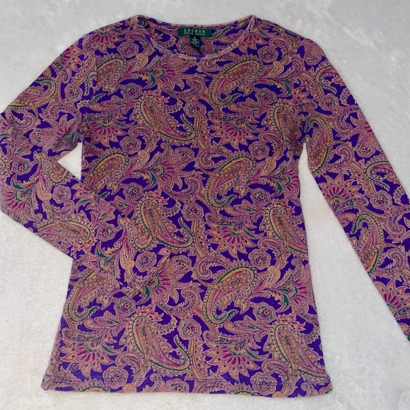 Vintage Ralph Lauren Paisley Print Long Sleeve Fitted Shirt - Picture 1 of 5